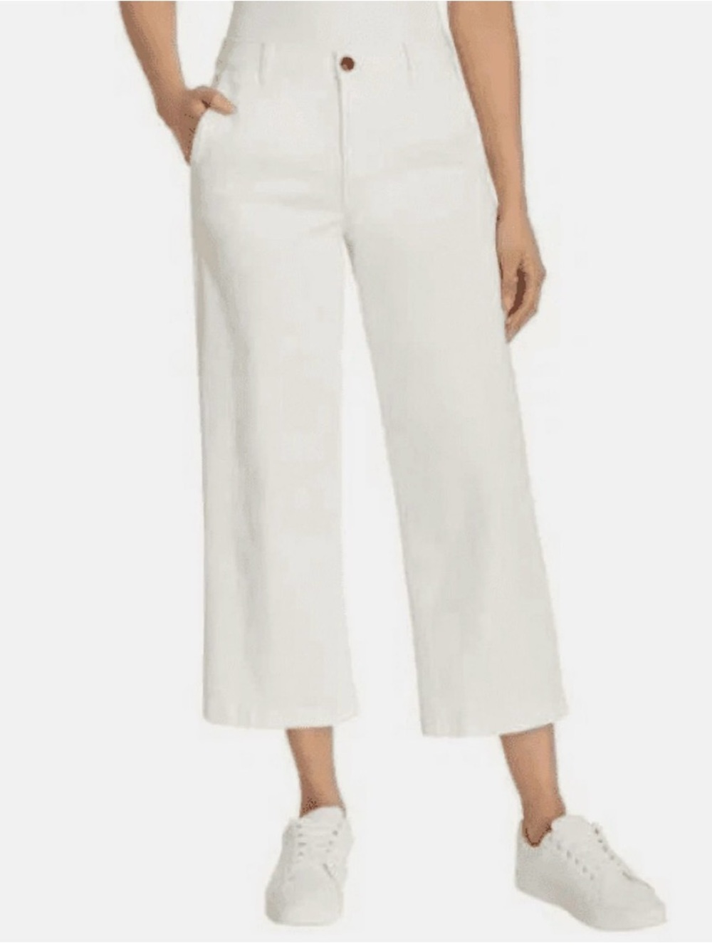 Ella Moss Women's Wide‎ Leg Crop Pants Size 12 Cream Cotton